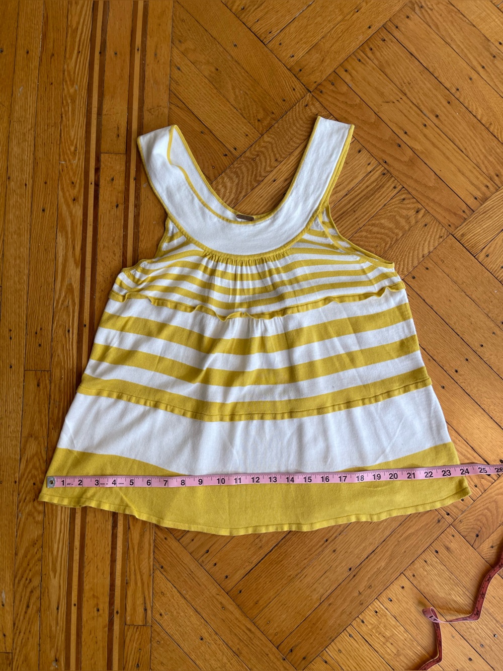 Free People Yellow and White Striped Sleeveless Tunic Top - Picture 6 of 7